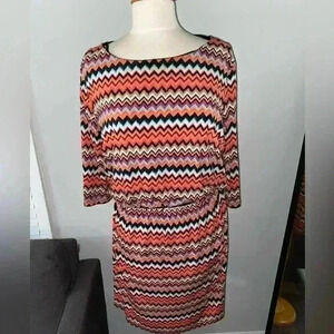 Women’s Arrow Zig Zag Stripe Multi-Color Stretch Dress